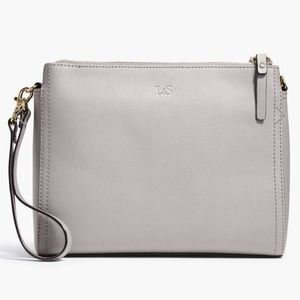 Lo & Sons Pearl Bag in Light Gray Saffiano Leather